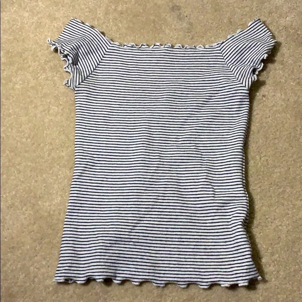 Black and White Striped Off the Shoulder Top